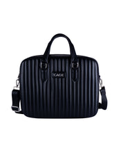 CAGE Classic Old Black Vegan Leather Messenger Bag With Adjustable Shoulder Strap