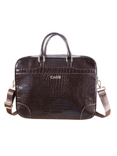 CAGE Croc Brown Vegan Leather Messenger Bag With Adjustable Shoulder Strap