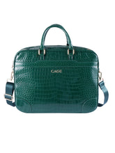 CAGE Croc Green Vegan Leather Messenger Bag With Adjustable Shoulder Strap