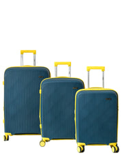 CAGE Winfield Cabin(55cm), Check-In(66cm) & Check-In(77cm) Lime Sapphire Expandable Trolley Bag with TSA Lock, Dual wheels and Anti-theft Zipper - Set Of 3